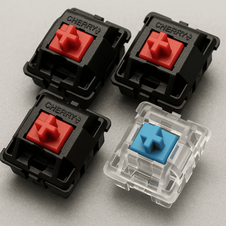 Différents types de switches mécaniques colorés pour claviers
