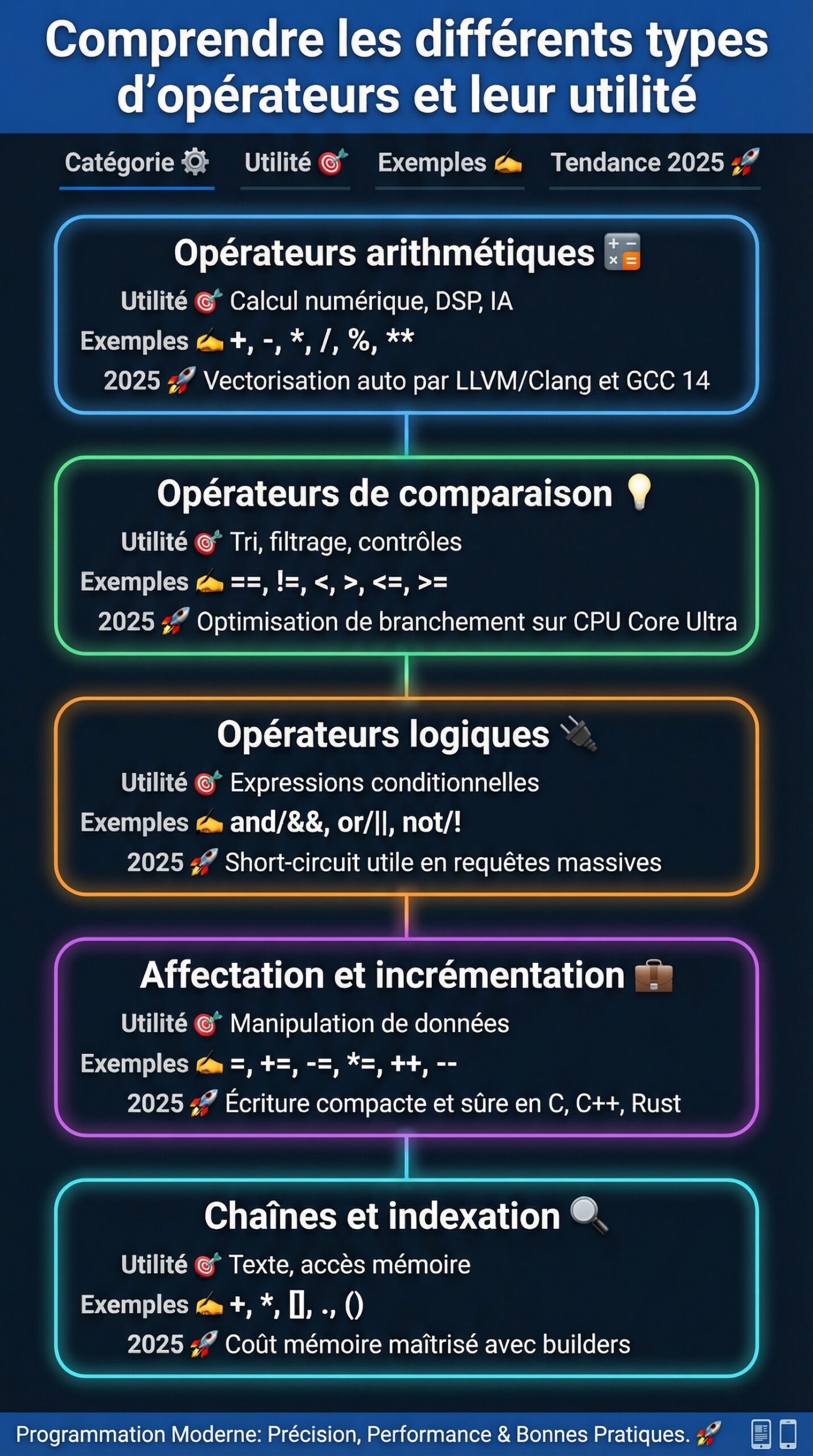 Infographie récapitulative : Comprendre les différents types d&rsquo;opérateurs et leur utilité