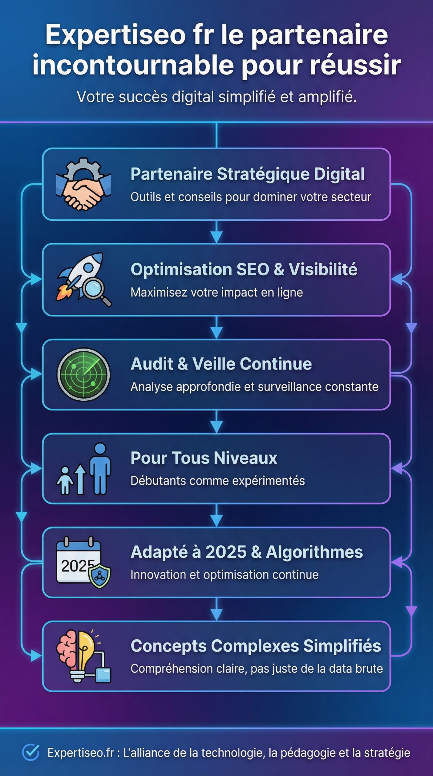 Infographie récapitulative : Expertiseo fr le partenaire incontournable pour réussir