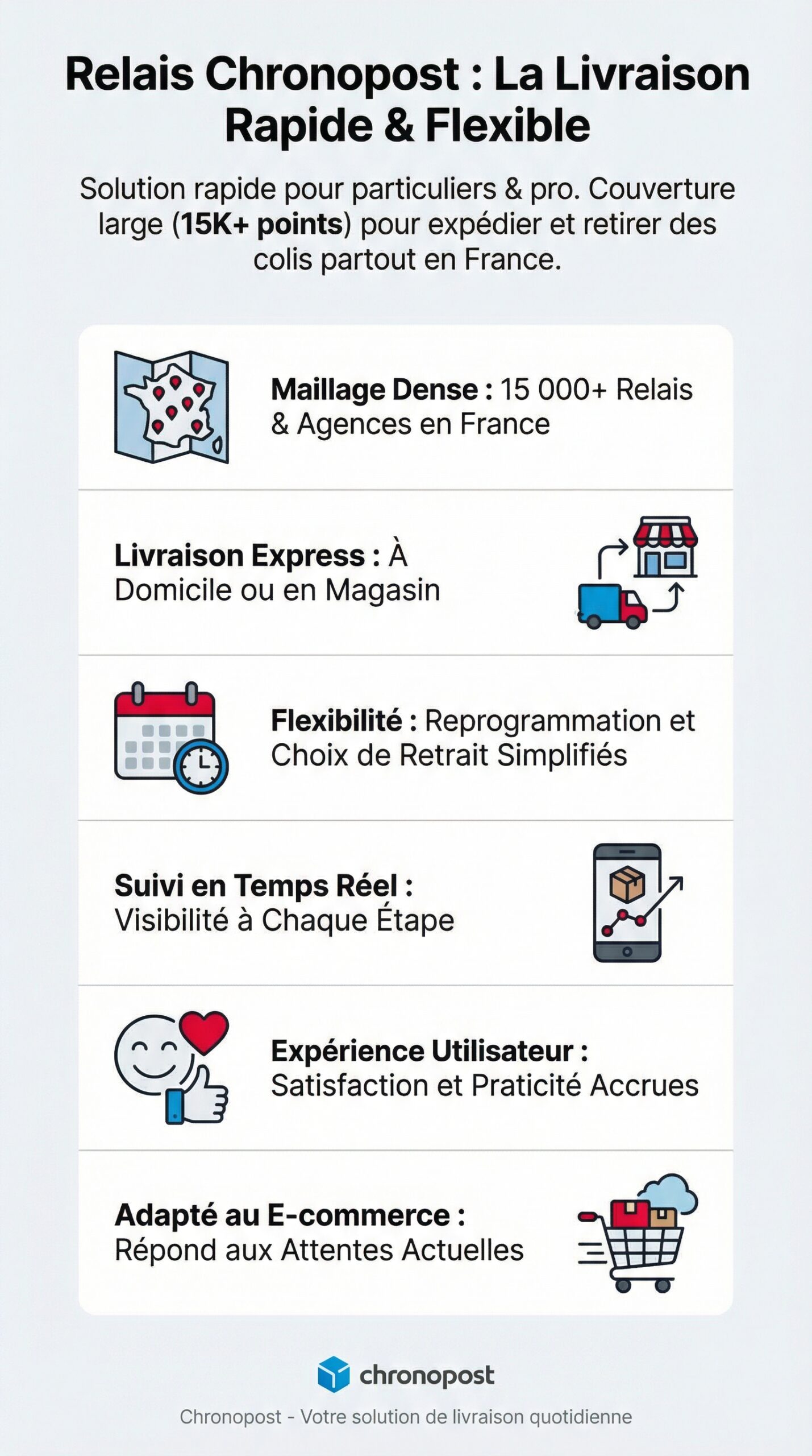 Infographie récapitulative : Relais Chronopost livraisons