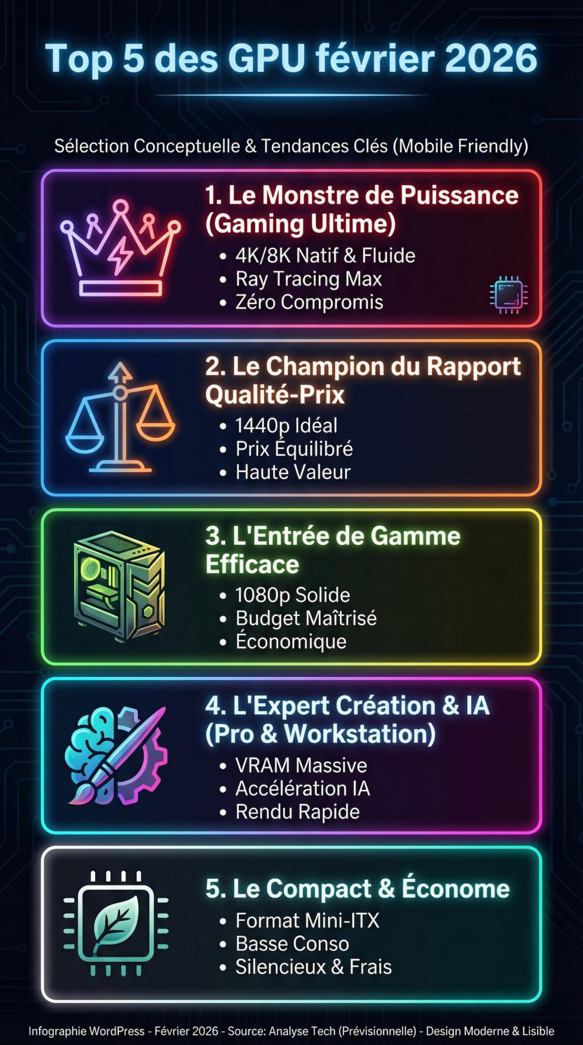 Les 5 Meilleurs GPU De F Vrier 2026 Top 5 Des Gpu Fevrier 2026 Infographie 1143x2048 