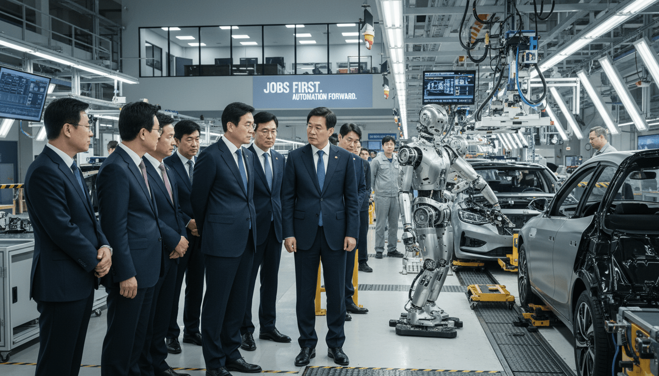 en corée du sud, des représentants syndicaux prennent des mesures pour préserver les emplois dans l'industrie automobile face à la montée en puissance des robots atlas, combinant innovation technologique et protection des travailleurs.