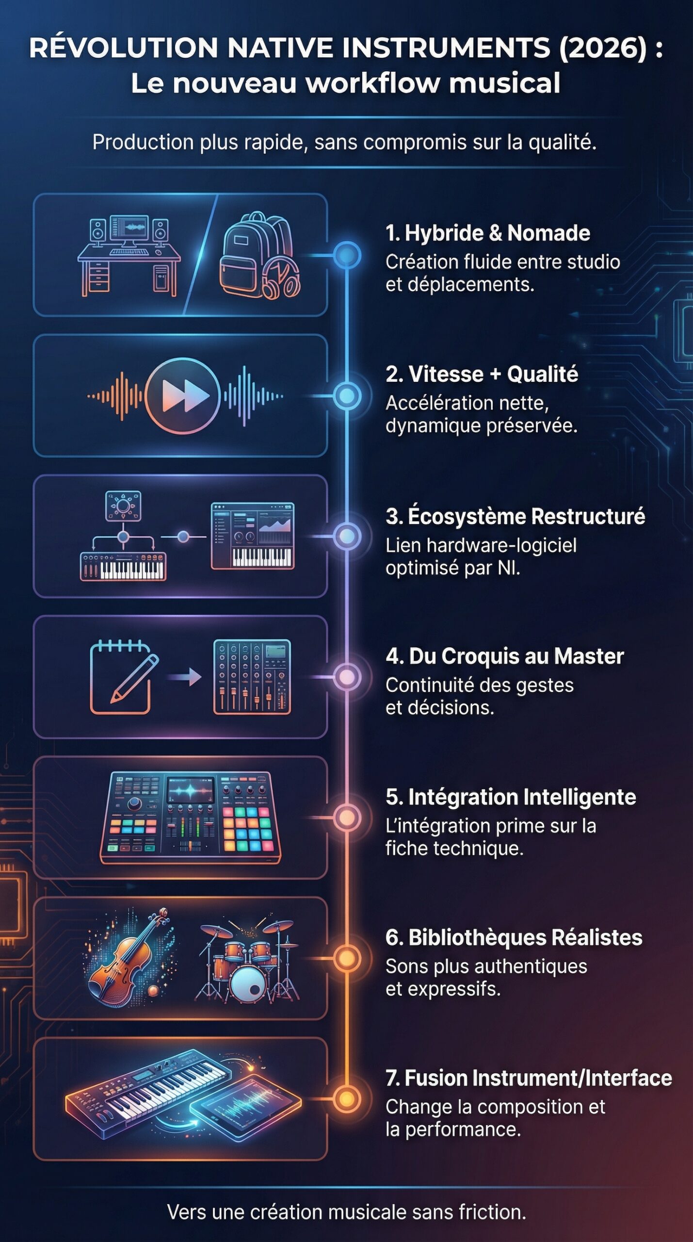 Infographie récapitulative : Découvrez comment native instruments révolutionne la production musicale en 2026