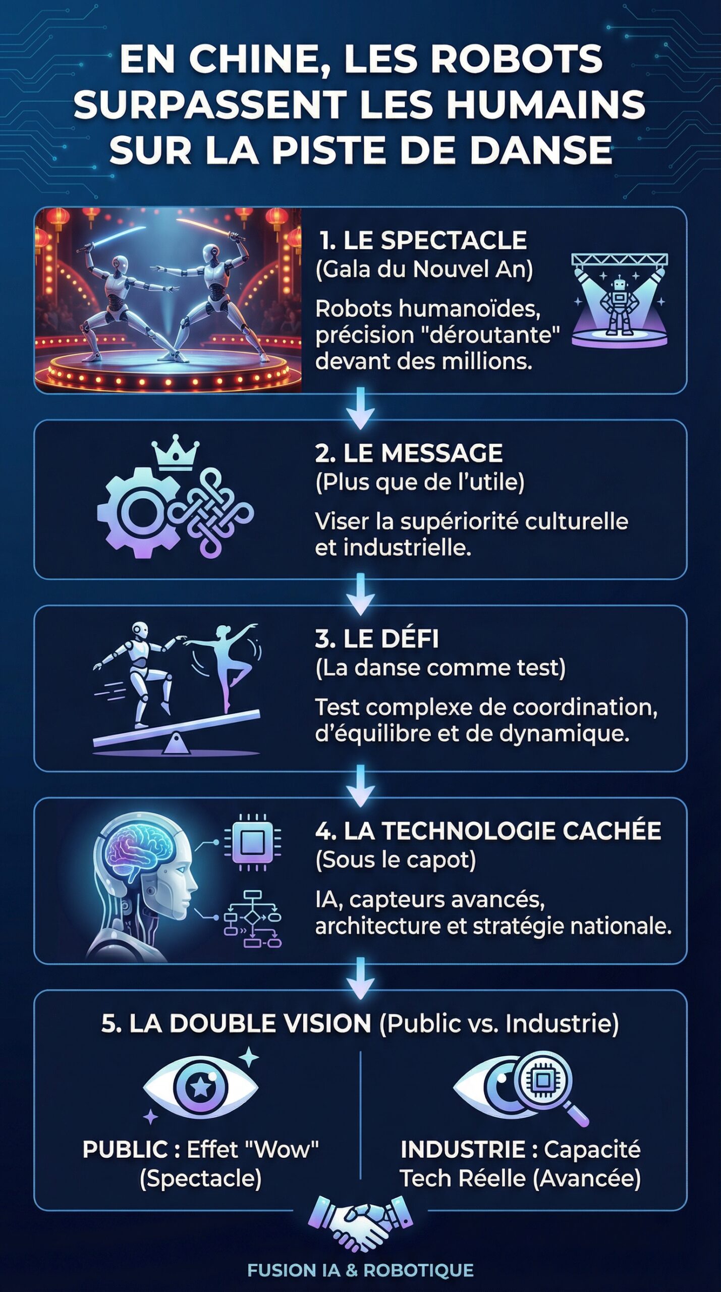Infographie récapitulative : En Chine, les robots surpassent les humains sur la piste de danse