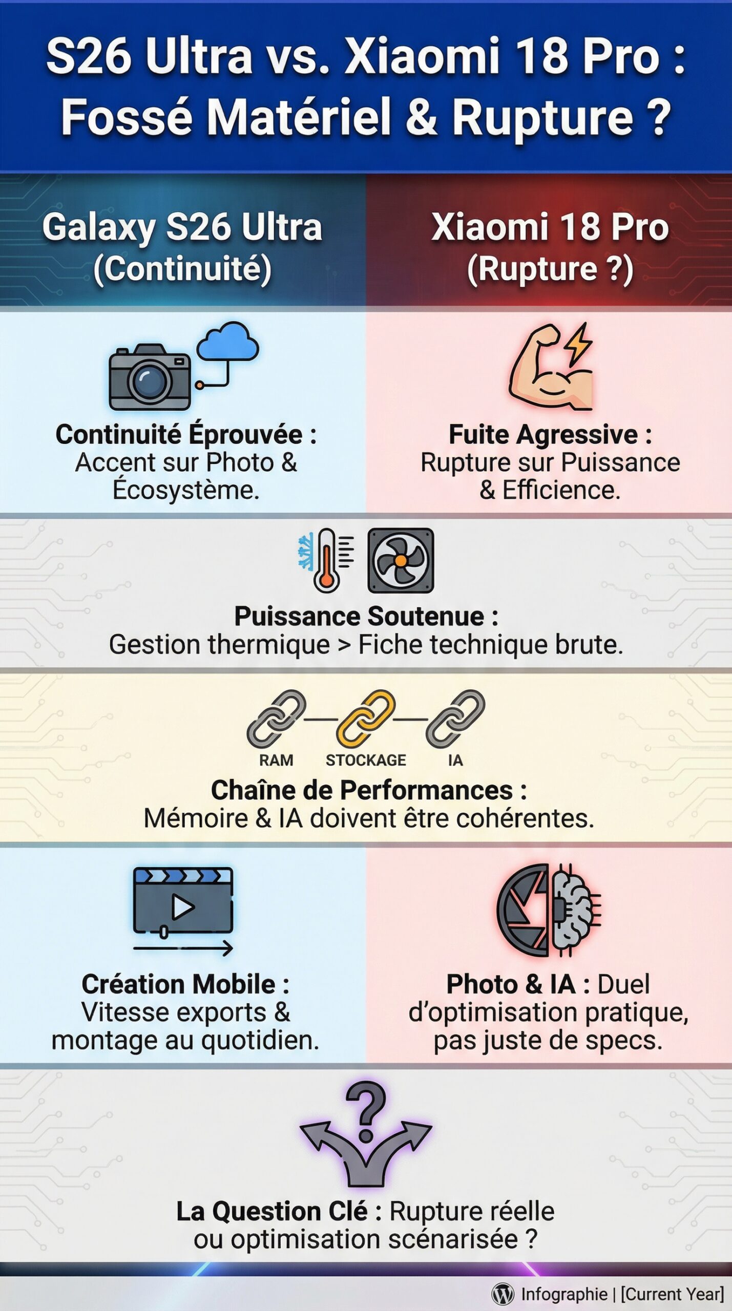 Infographie récapitulative : Le Galaxy S26 Ultra déjà dépassé ? Une fuite du Xiaomi 18 Pro révèle un fossé matériel impressionnant