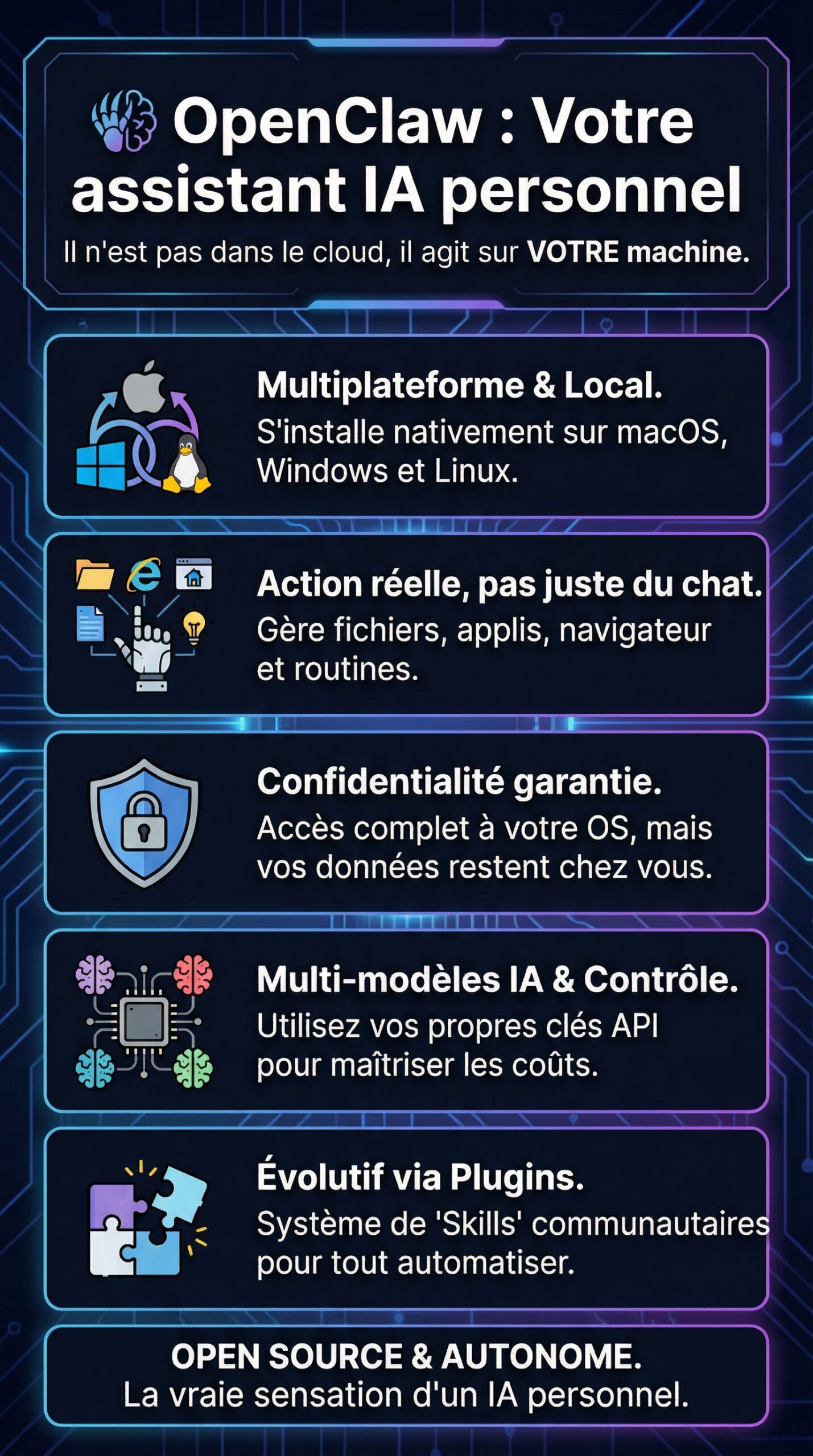 Infographie récapitulative : Openclaw : Votre assistant IA personnel