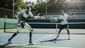 découvrez comment les robots humanoïdes chinois se préparent à défier les athlètes humains en tennis et course à pied, fusionnant technologie avancée et performance sportive.