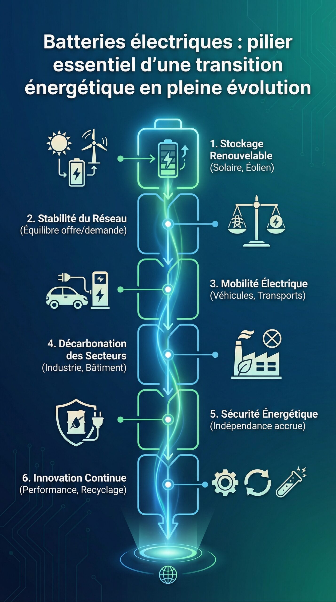 Infographie récapitulative : Batteries électriques : pilier essentiel d’une transition énergétique en pleine évolution