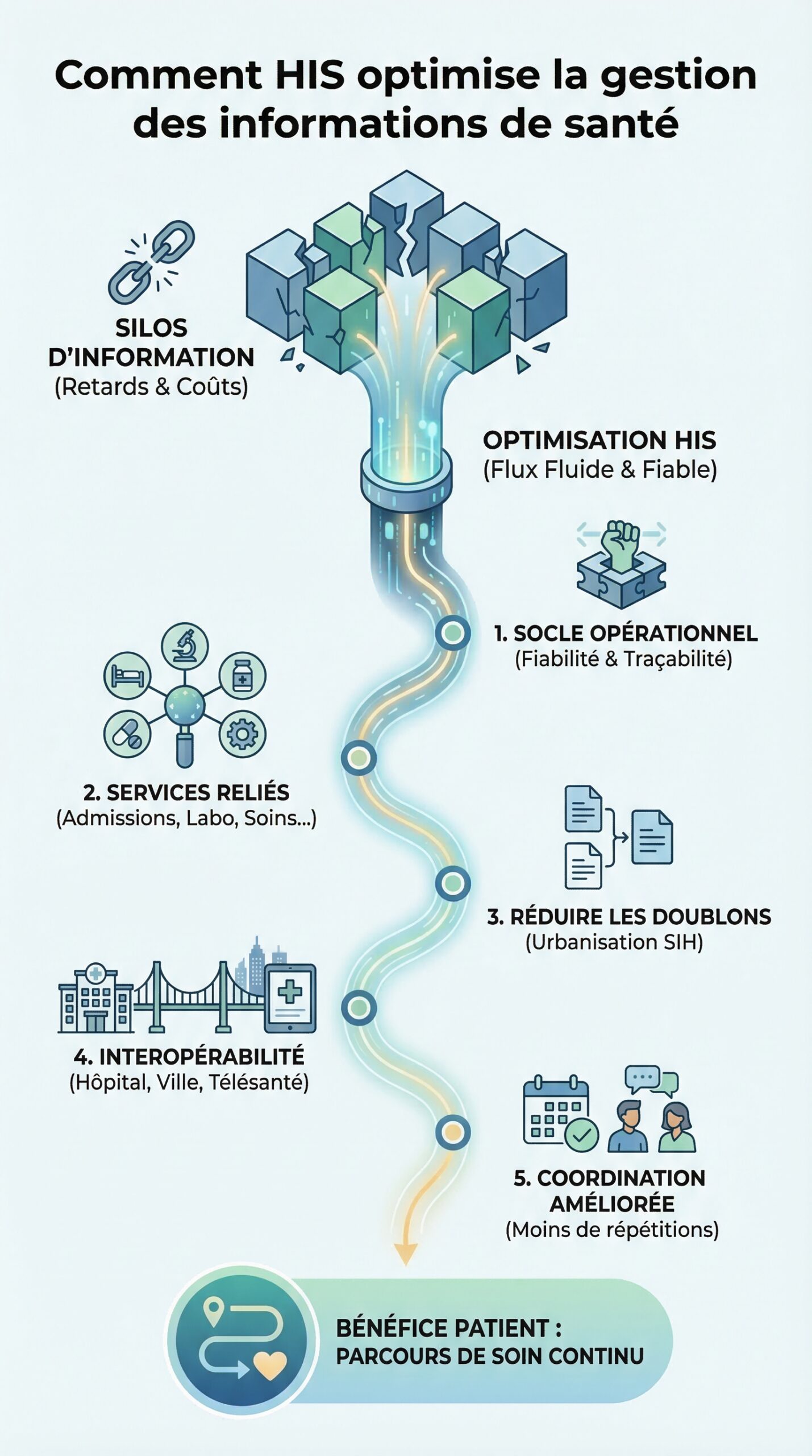 Infographie récapitulative : Comment his optimise la gestion des informations de santé