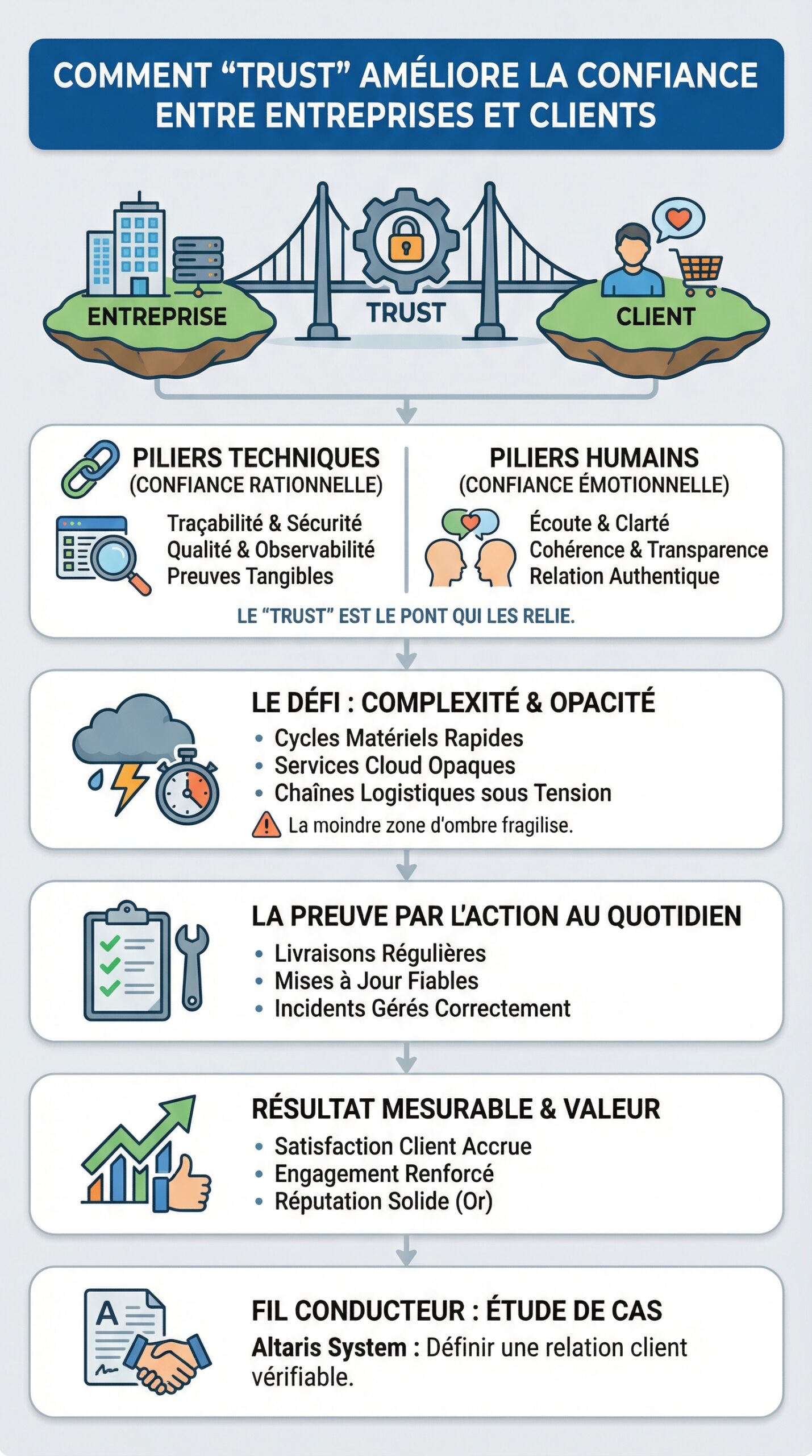 Infographie récapitulative : Comment trust améliore la confiance entre entreprises et clients