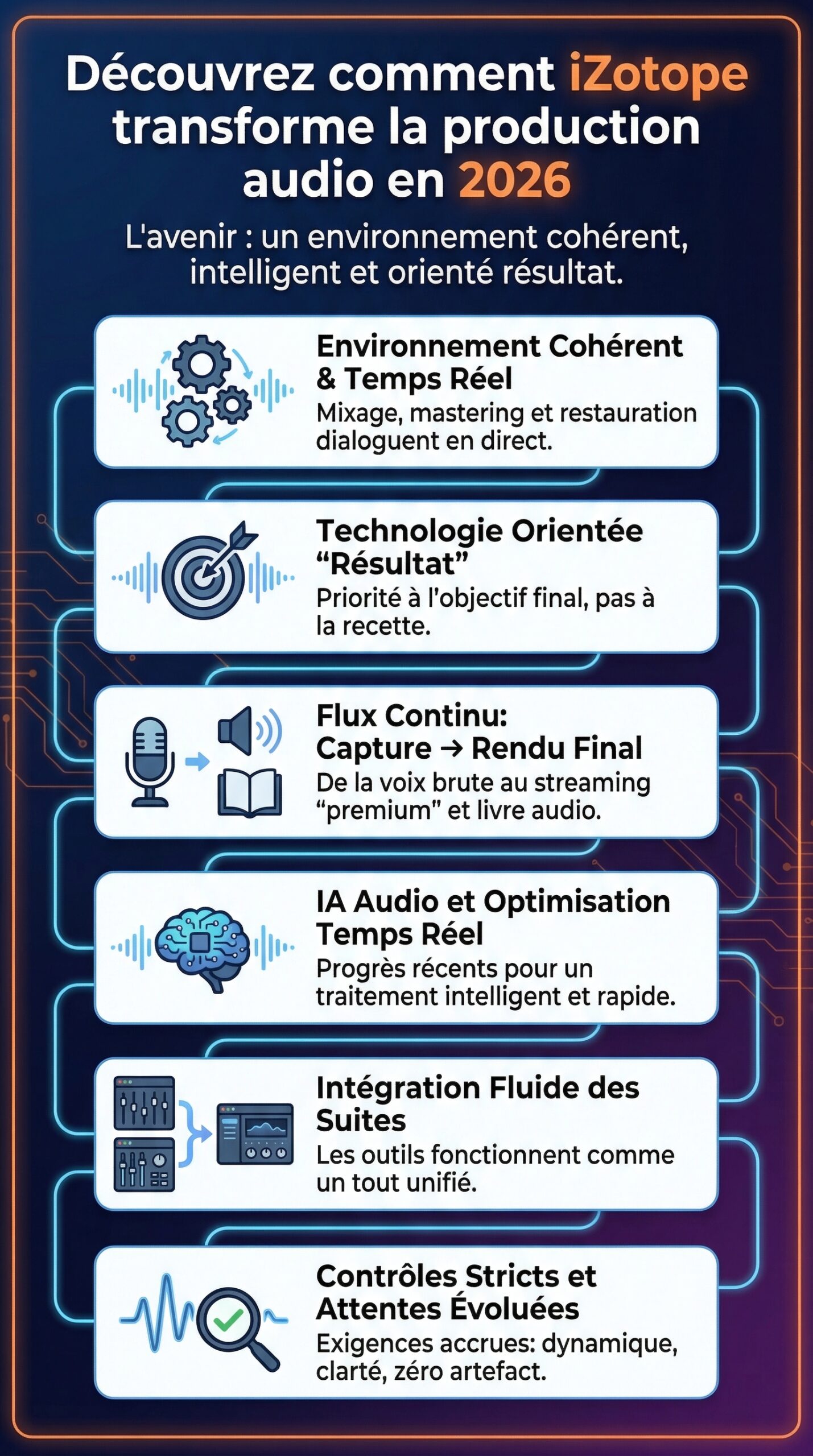 Infographie récapitulative : Découvrez comment iZotope transforme la production audio en 2026