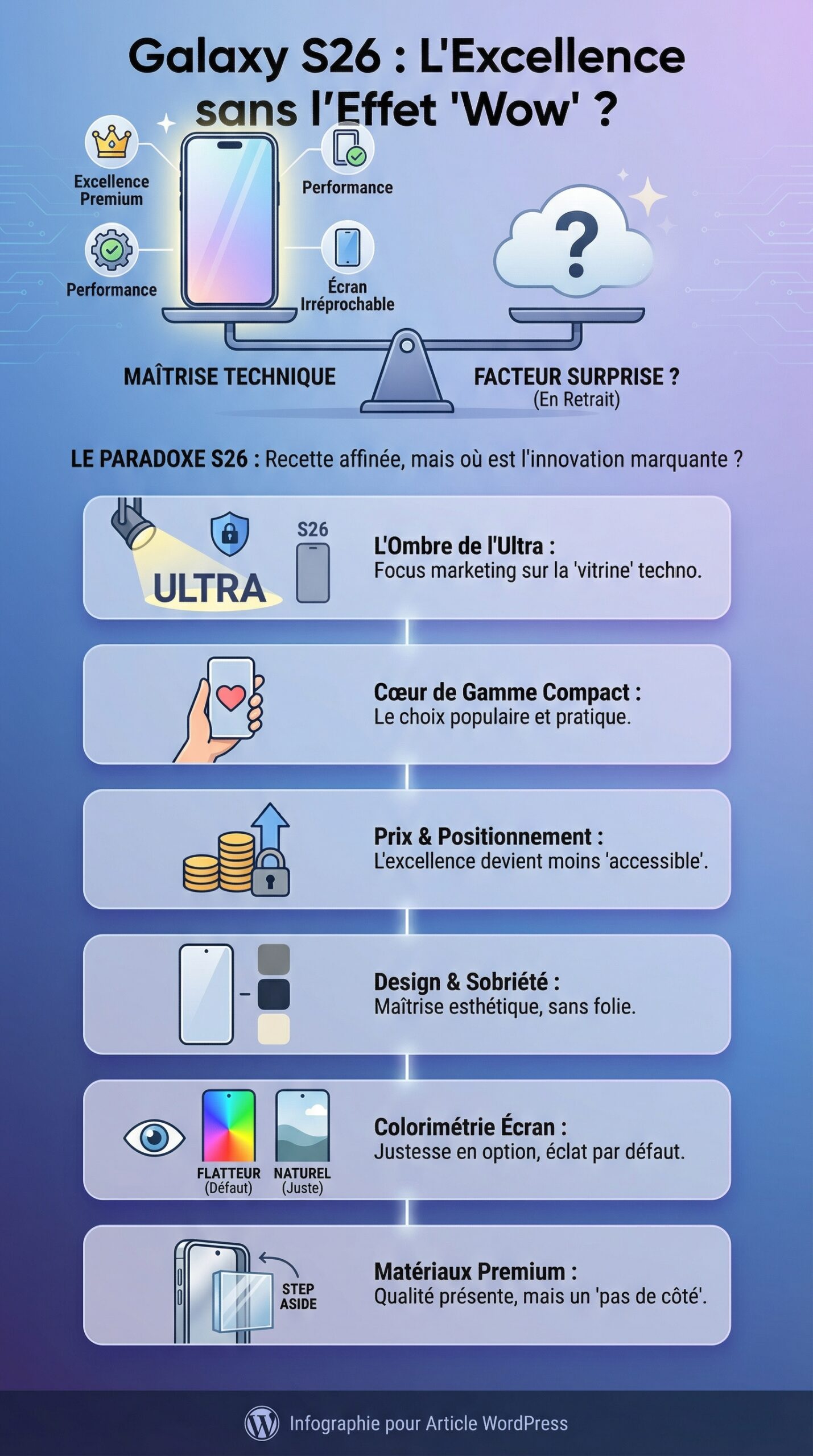 Infographie récapitulative : Galaxy S26 : Samsung excelle, mais qu’en est-il du facteur surprise ?