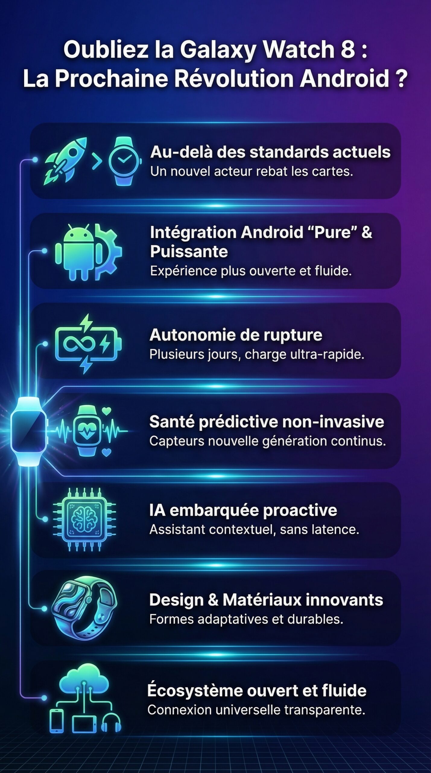Infographie récapitulative : Oubliez la Galaxy Watch 8 : cette prochaine montre connectée sous Android pourrait bien révolutionner le marché…