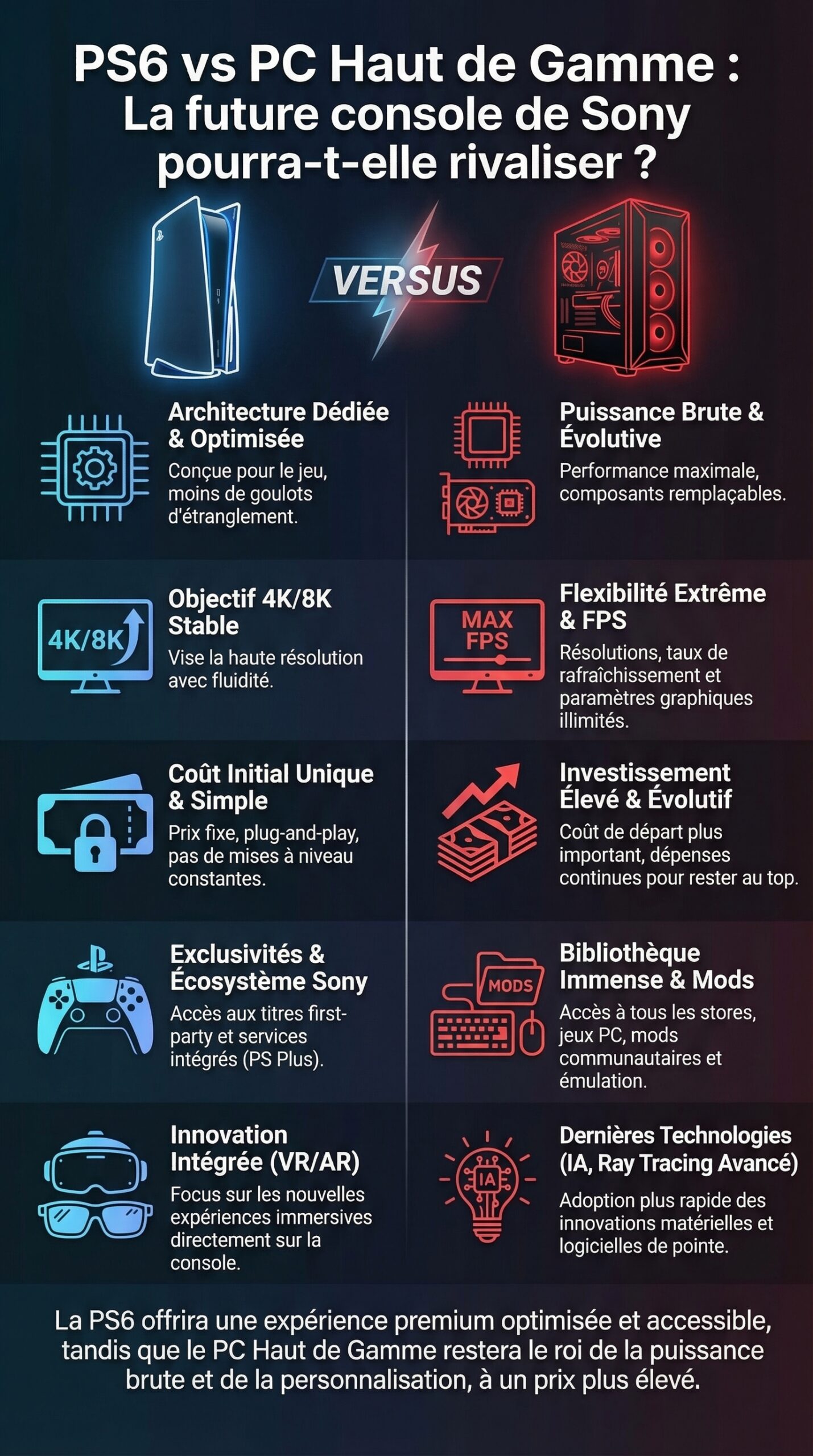 Infographie récapitulative : PS6 vs PC Haut de Gamme : La future console de Sony pourra-t-elle rivaliser ?