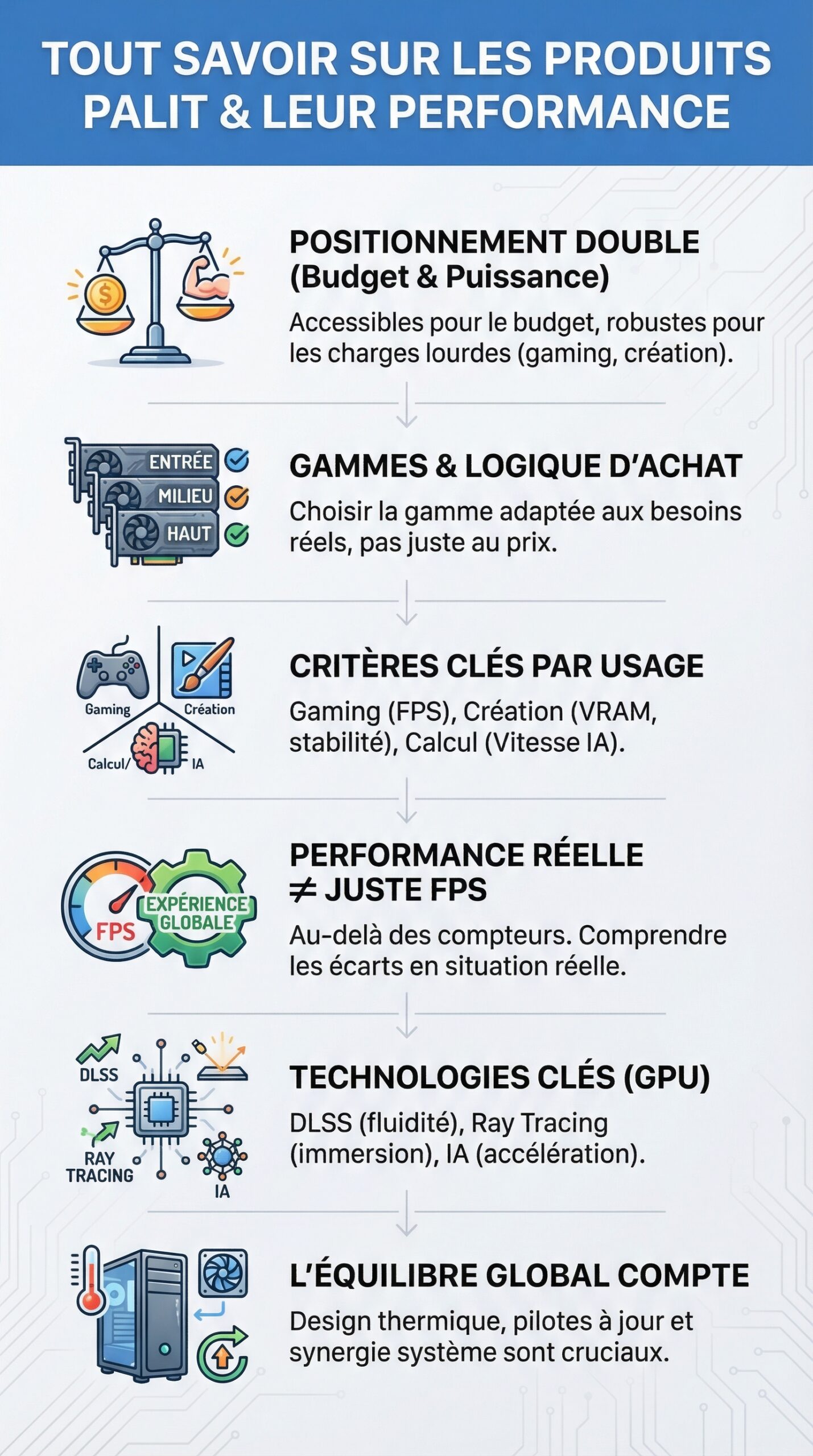 Infographie récapitulative : Tout savoir sur les produits palit et leur performance