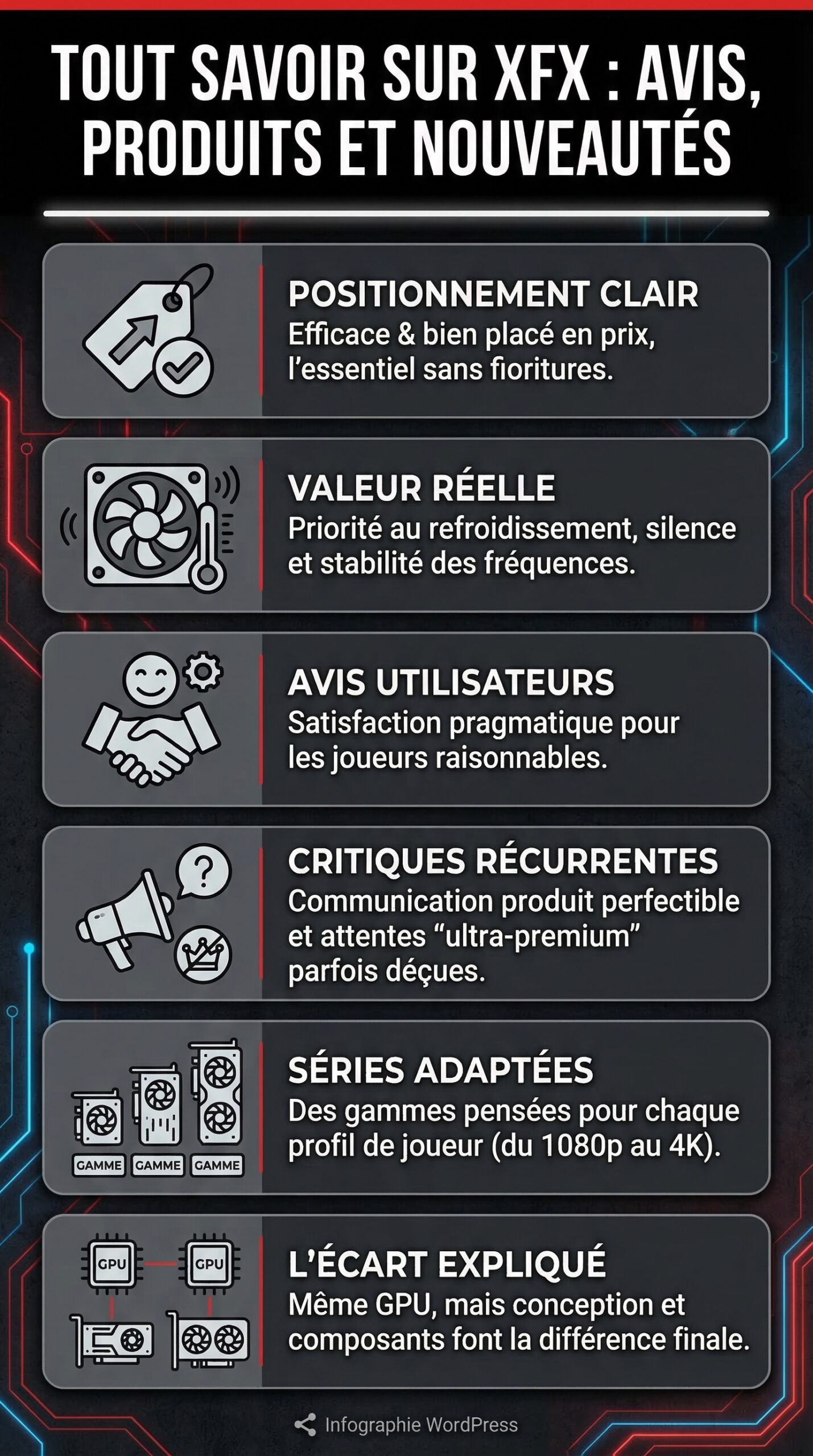 Infographie récapitulative : Tout savoir sur xfx : avis, produits et nouveautés